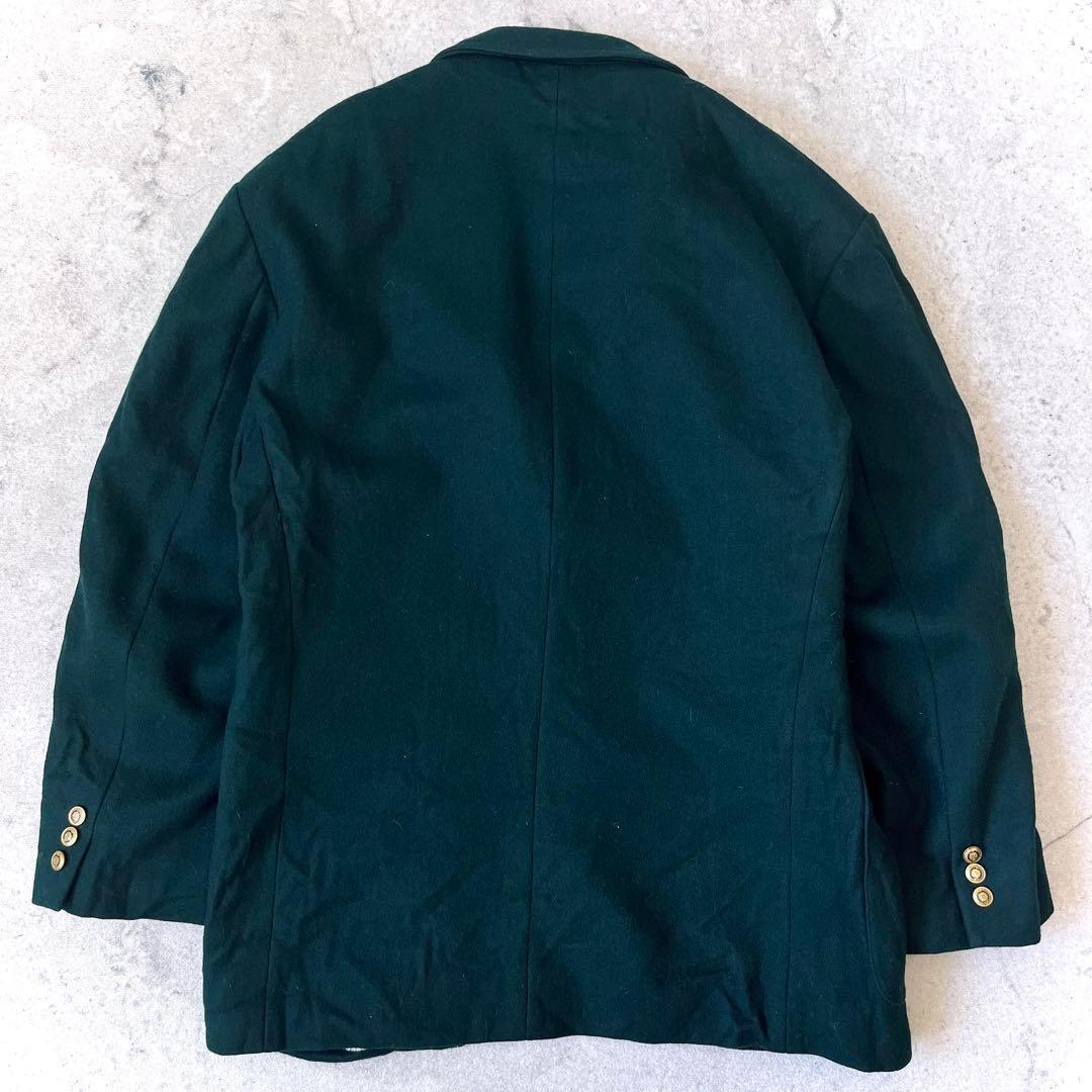 90s オールド トミーヒルフィガー L 肉厚ウール 金ボタン ジャケット 緑.