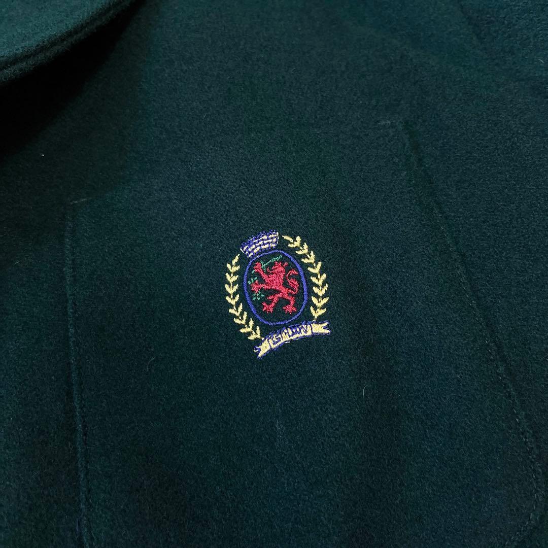90s オールド トミーヒルフィガー L 肉厚ウール 金ボタン ジャケット 緑.