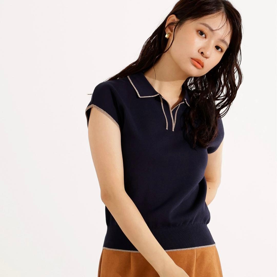 N. ラメラインスキッパーポロニット 新品
