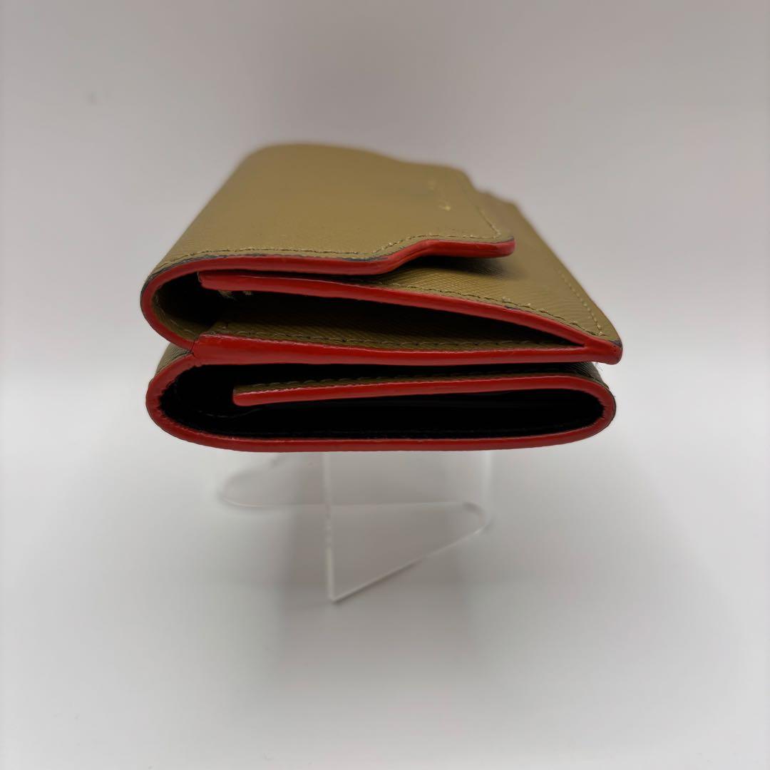 MARNI 三つ折り財布　カーキ　ベージュ　コンパクトウォレット　財布　レザー