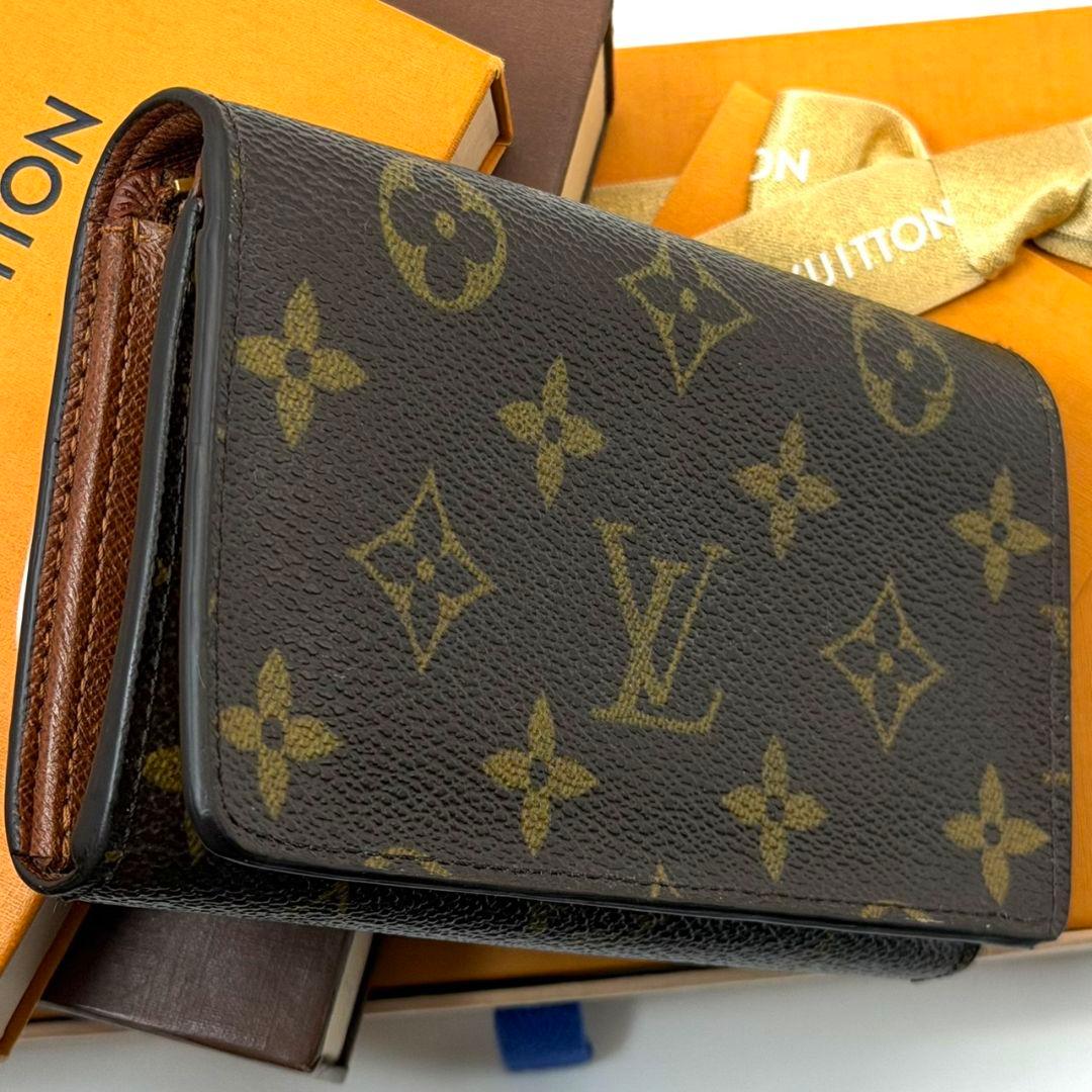良品 ルイヴィトン モノグラム ポルトモネ ビエ トレゾール 財布 L字 茶色