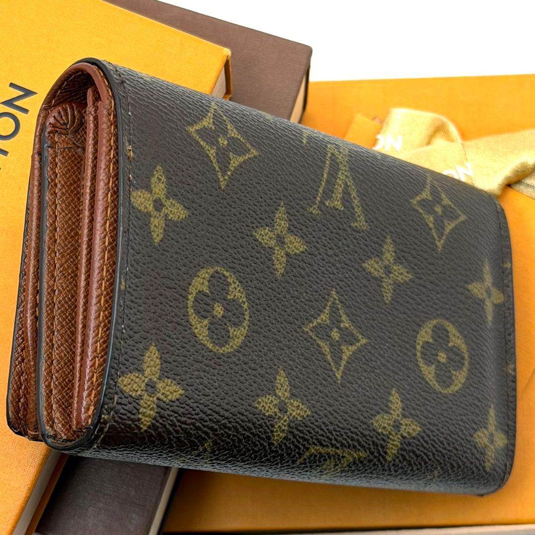 良品 ルイヴィトン モノグラム ポルトモネ ビエ トレゾール 財布 L字 茶色