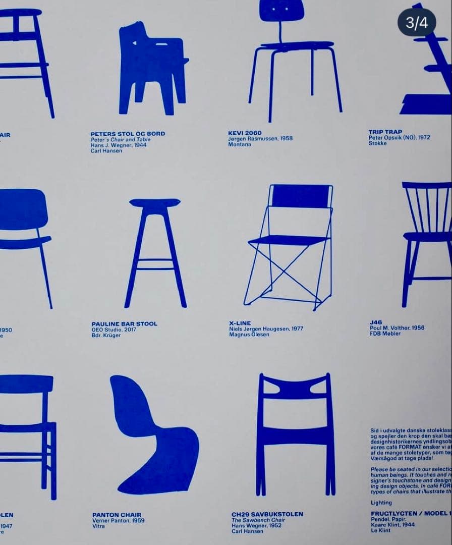 ＜新品・未使用＞デンマーク工芸博物館ポスターFormat”Chair\"青・A2