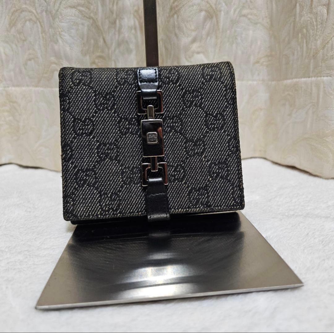 GUCCI【グッチ】GGキャンバス ジャッキー 二つ折り財布 ブラック