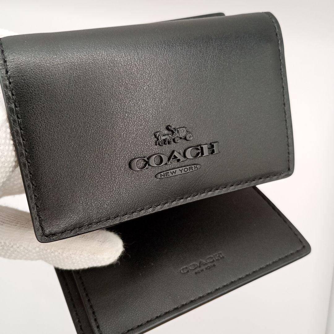 COACH コーチ 3つ折り財布 コンパクトウォレット マットブラック