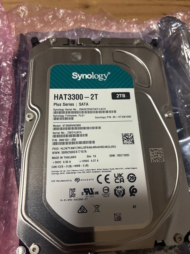 2台セット！ synology 内蔵HDD 2TB HAT3300-2T-BOX
