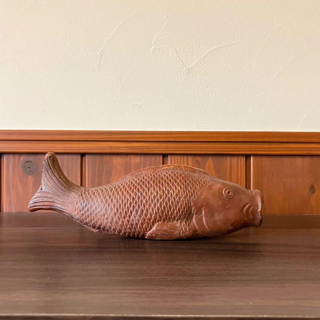 備前焼 鯉 魚 掛花入れ 花瓶 置物 陶芸 木魚