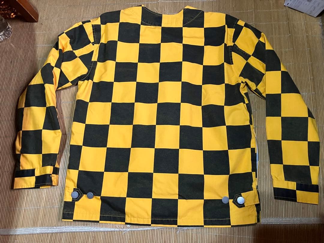 VANS チェッカー ノーカラーシャツジャケット M イエロー×ブラック 古着