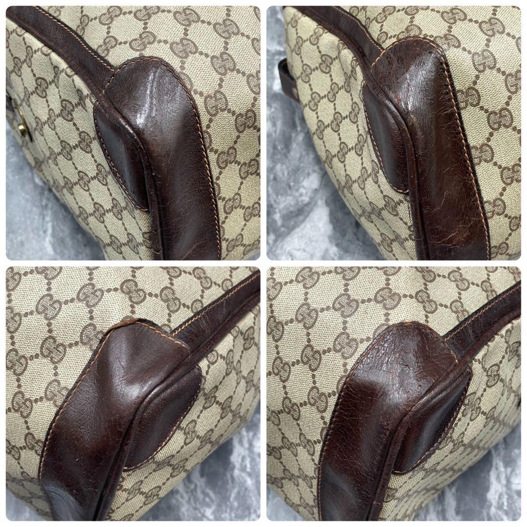 ✨美品✨GUCCI GG シェリーライン ボストンバッグ ブラウン ロゴ レザー