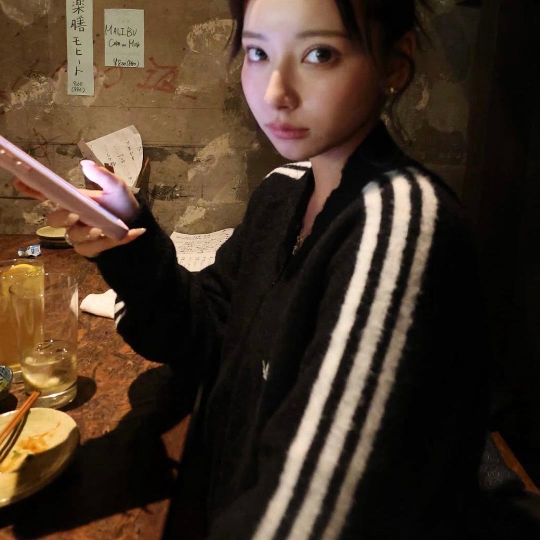 希少XS⭐️adidas フェイクモヘヤ クラシック トラックトップ 黒 ぴょな