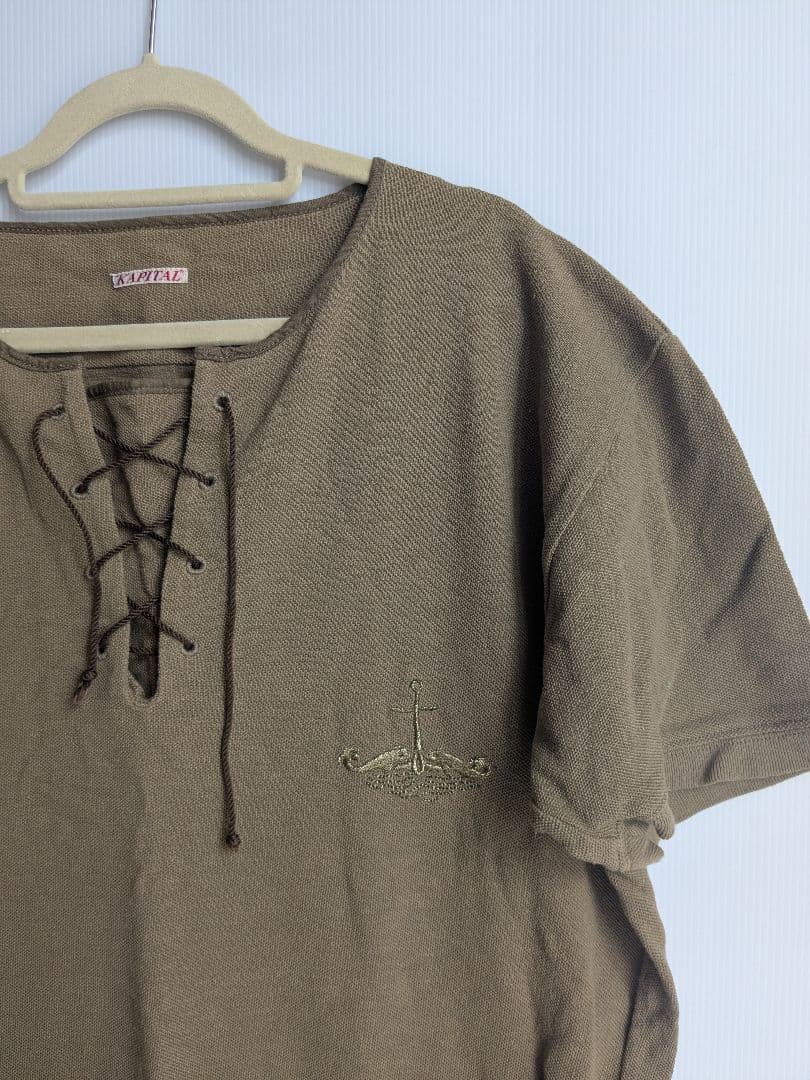 KAPITAL キャピタル 美品 カーキ レースアップ Tシャツ ３