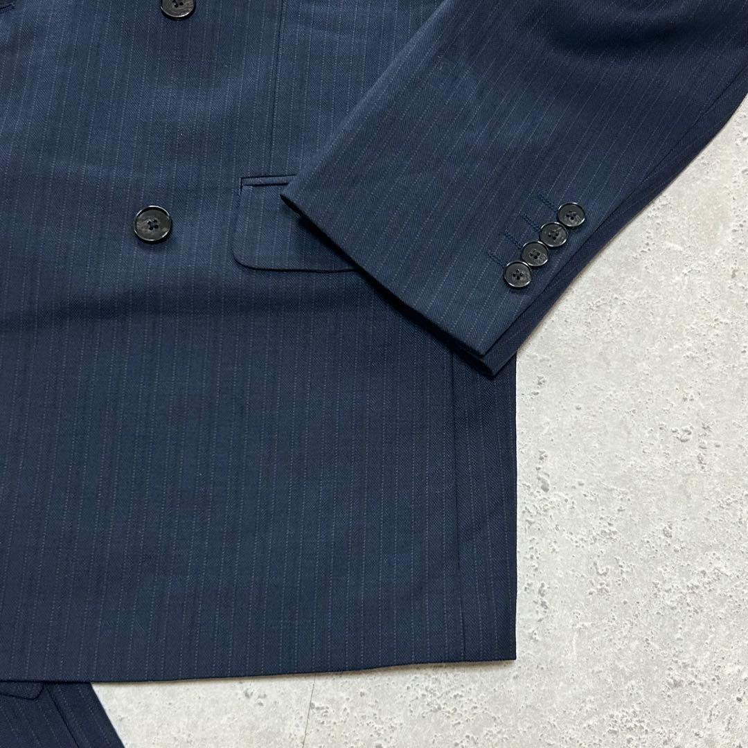 極美品◆kazutaka katoh ダブルブレスト〔Y6〕セットアップ 紺色