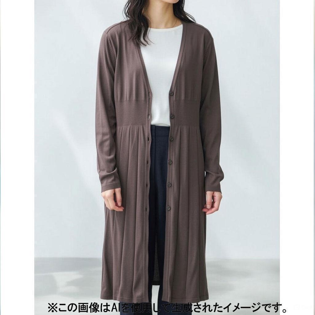【美品】レオナール ロングカーディガン 38 シルク ブラウン 4Q8