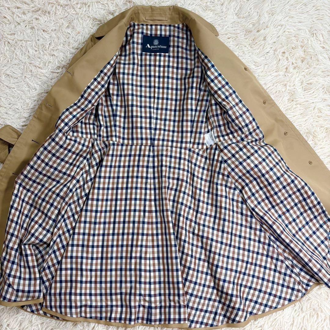 美品　Aquascutum トレンチコート クラブチェック ベルト ベージュ