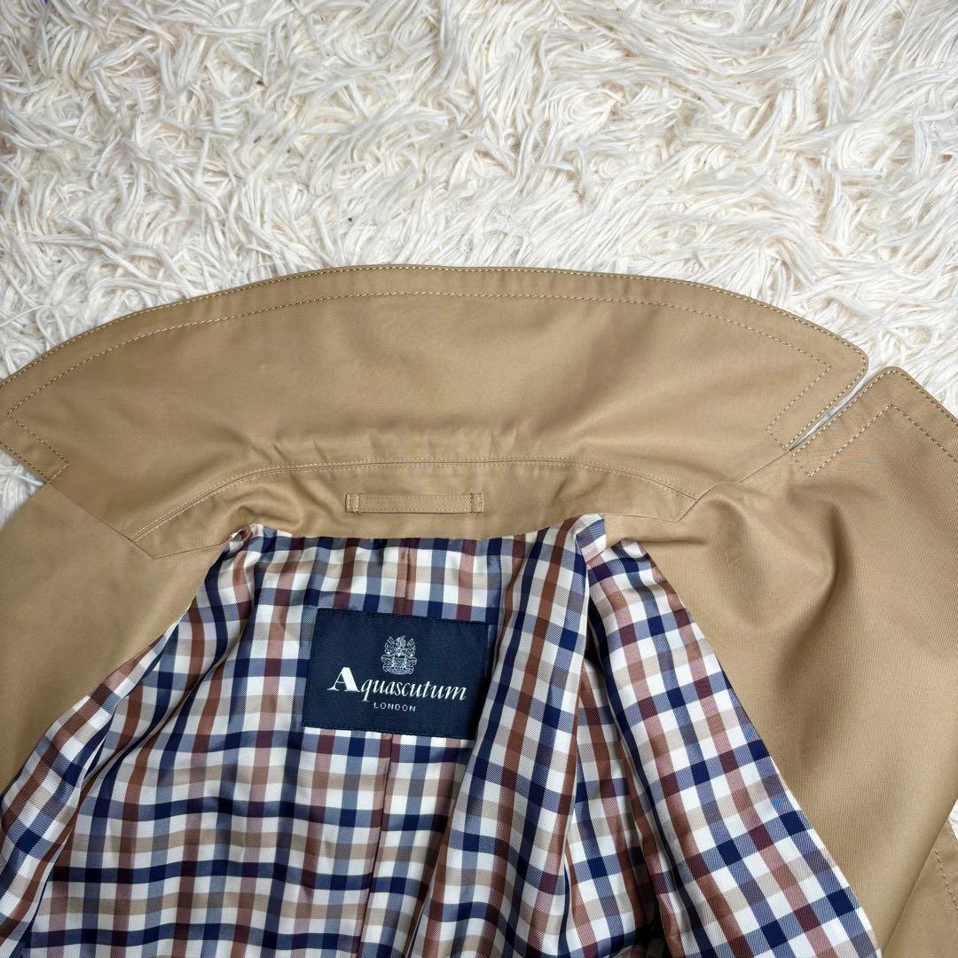 美品　Aquascutum トレンチコート クラブチェック ベルト ベージュ