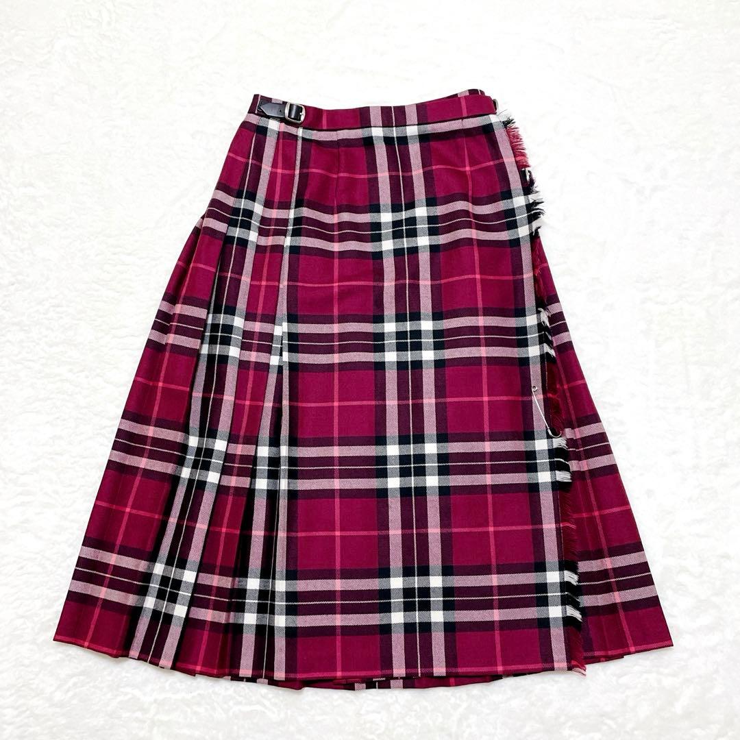 【美品】O'NEIL of DUBLIN プリーツスカート　チェック　ワインカラ