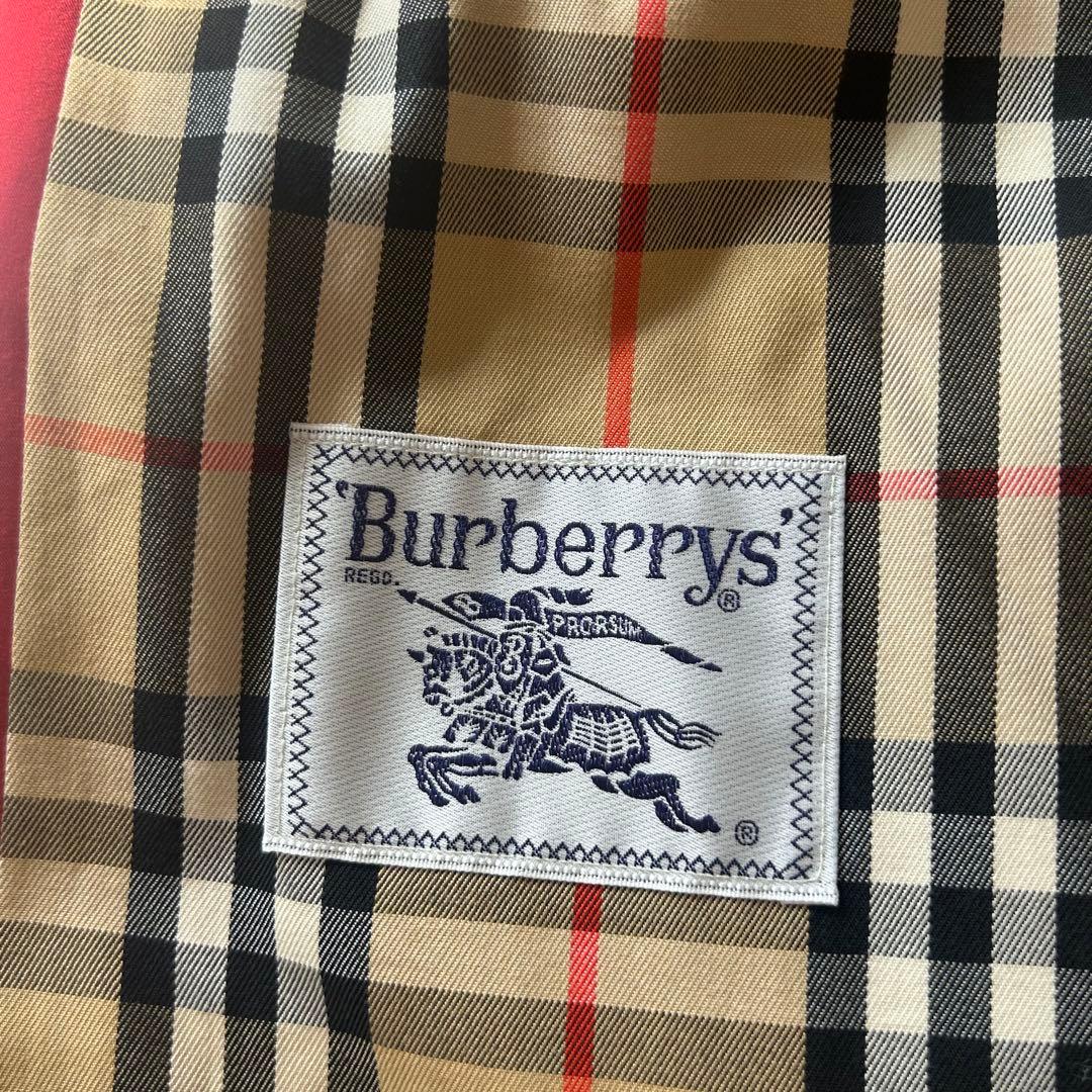 【希少】BURBERRY ノバチェック ステンカラーコート 赤 金ボタン 大きめ