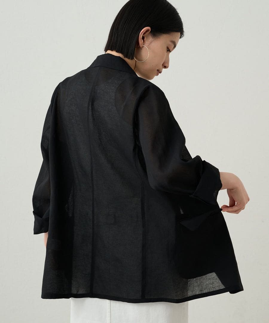 新品　Loungedress リネンライクシアージャケット　ラウンジドレス　黒