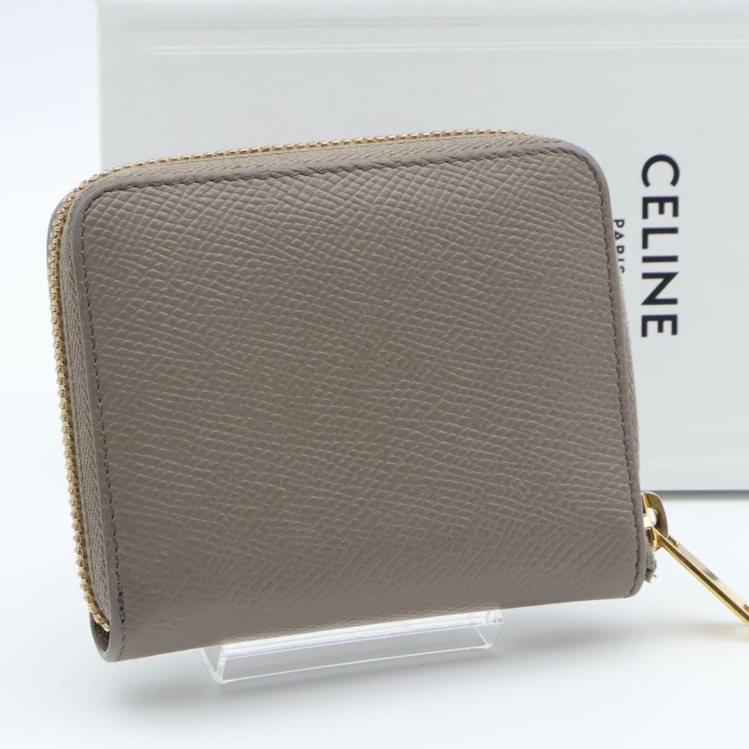 【極美品】CELINE ラウンドジップコンパクトウォレット　二つ折り　グレージュ