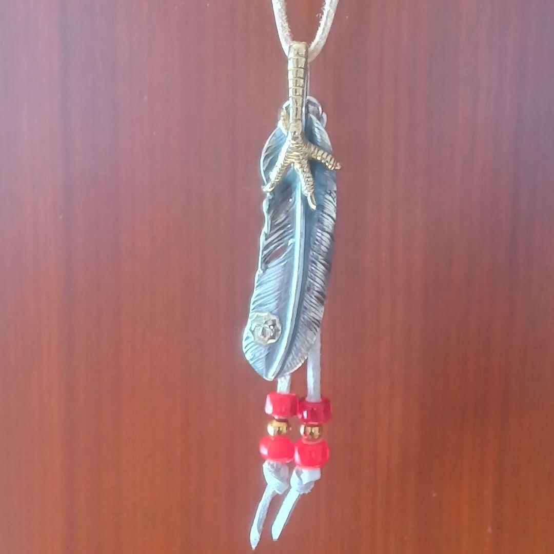 【goro's】爪付き特大フェザーネックレス　ホワイトハーツ