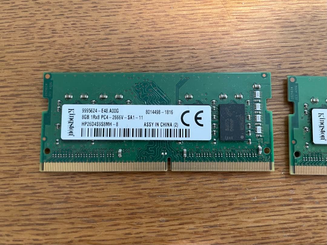 Kingston 8GB×2 1Rx8 PC4-2666V ノートPCメモリ