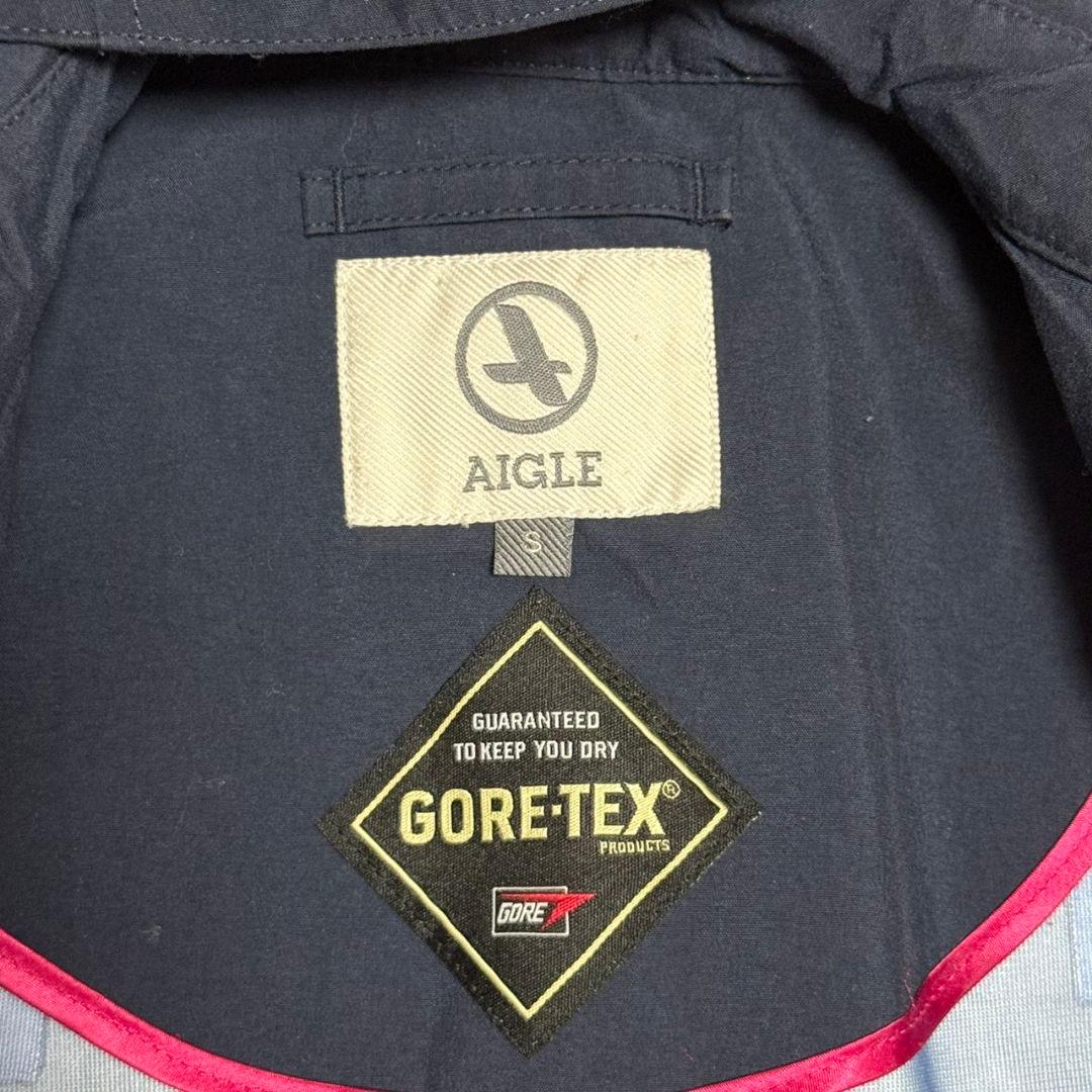 美品 エーグル×GORE-TEX トレンチコート ベルト付 ロゴ刺繍 フード付き