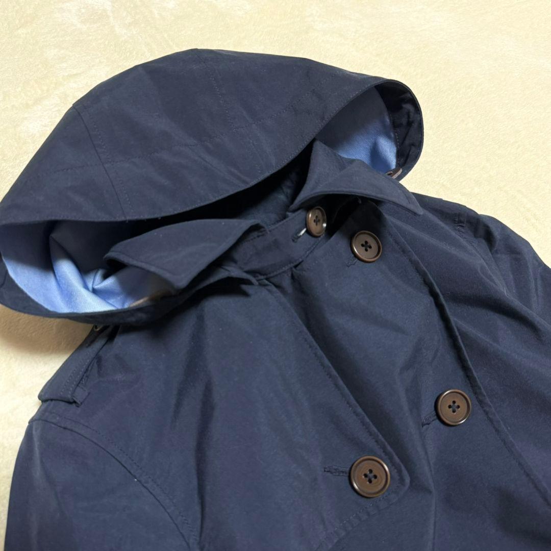 美品 エーグル×GORE-TEX トレンチコート ベルト付 ロゴ刺繍 フード付き