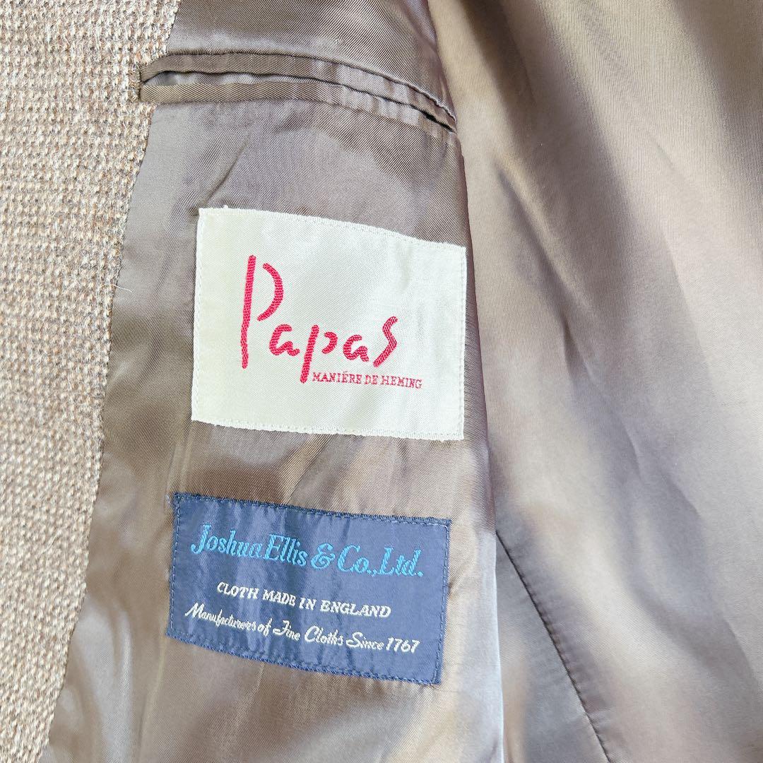 希少 Papas アルパカ100% 高級ツイードジャケット L相当 英国生地使用