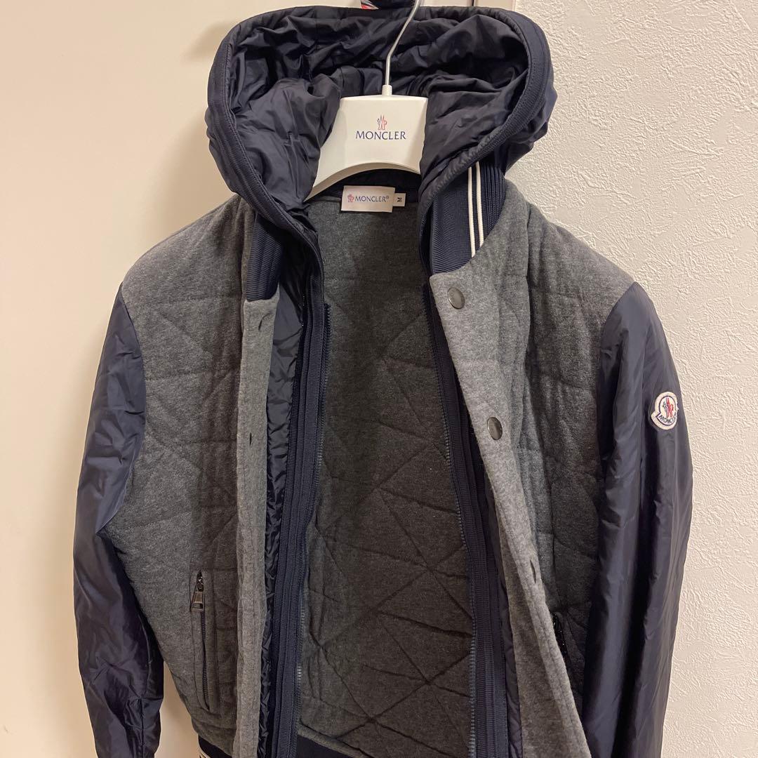 【なか】Moncler キルティングナイロンジャケット グレー/ネイビー