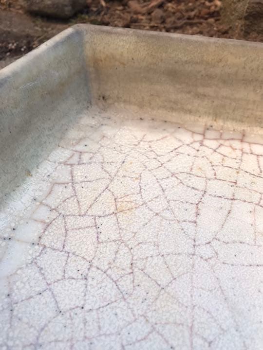 水盤　盆栽鉢　水石　時代一菁陶園デザイン水盤水石花器ひびあり骨董鉢