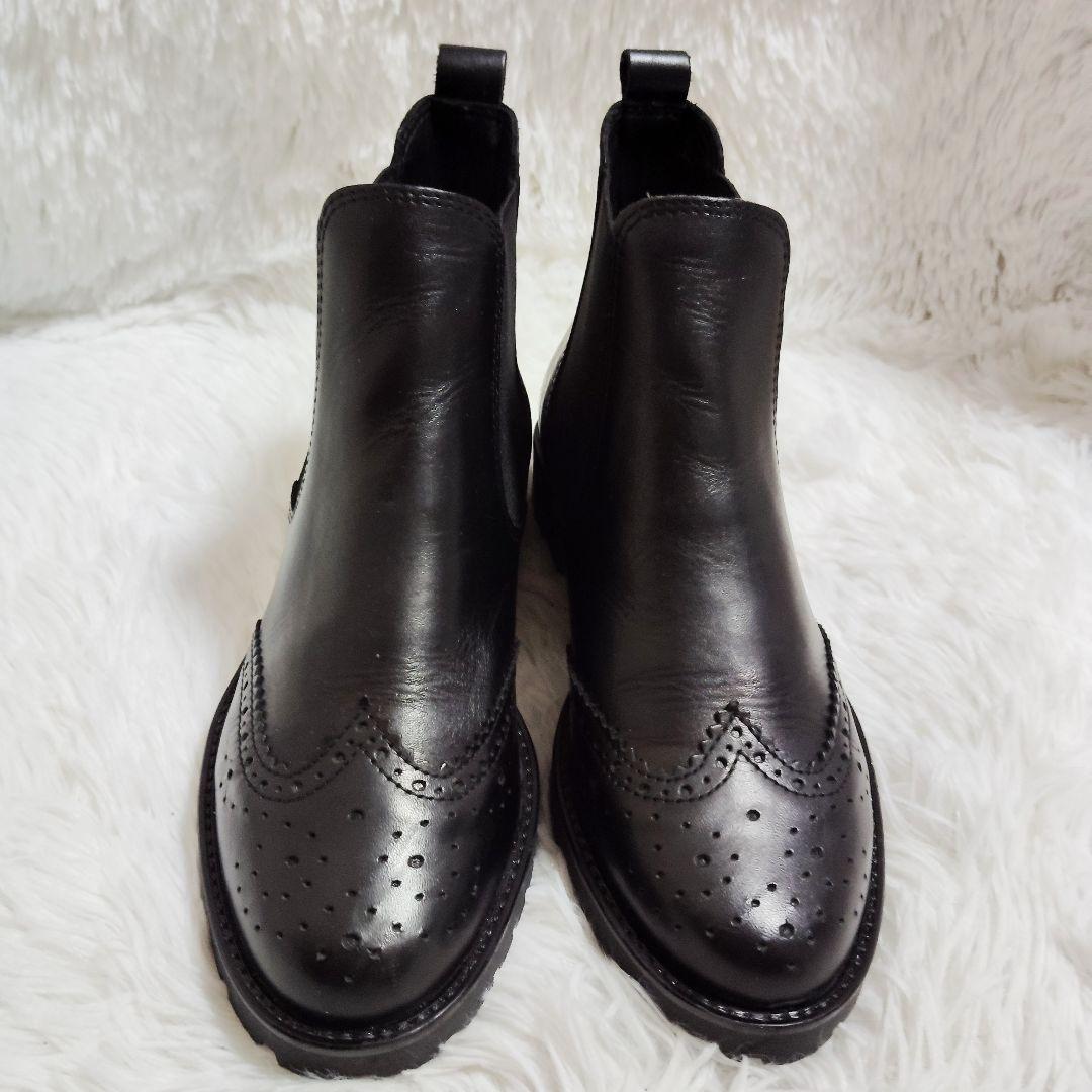 ENESS サイドゴアブーツ 37/23.5㎝ 黒厚底 トラックソール 美品
