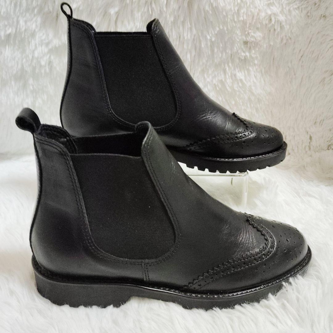 ENESS サイドゴアブーツ 37/23.5㎝ 黒厚底 トラックソール 美品