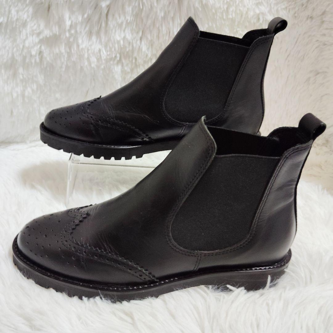 ENESS サイドゴアブーツ 37/23.5㎝ 黒厚底 トラックソール 美品