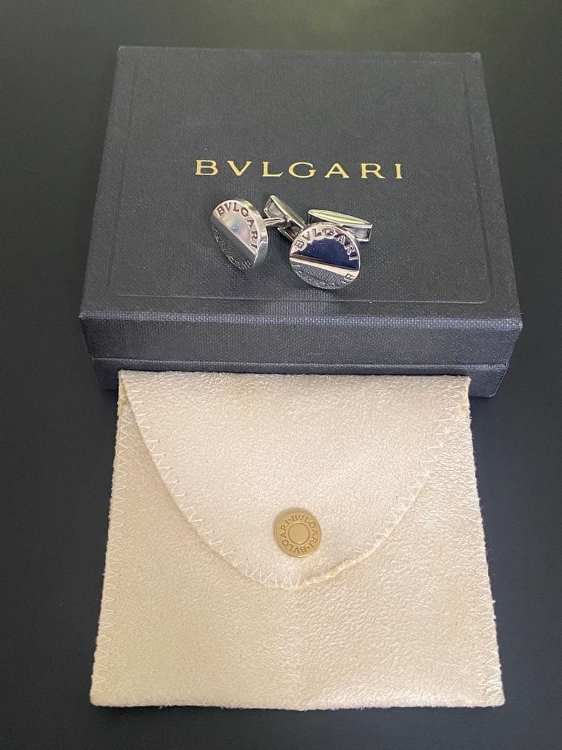 BVLGARI シルバー カフリンクス 専用ボックス付き