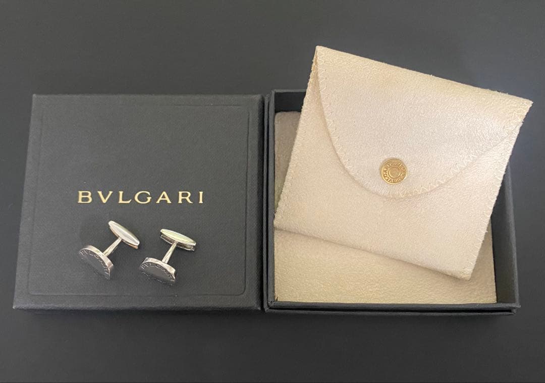 BVLGARI シルバー カフリンクス 専用ボックス付き