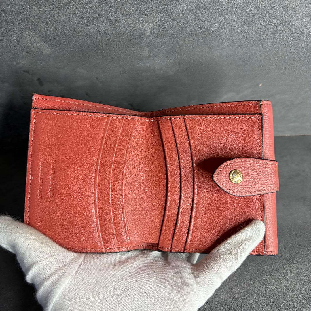 【美品】BURBERRY バーバリー 二つ折り財布 ノバチェック ピンク