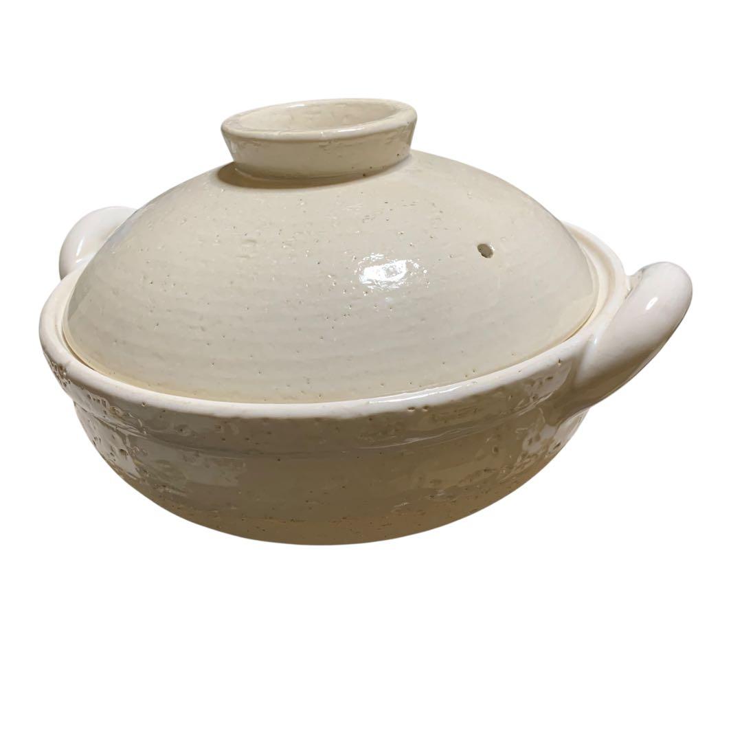 未使用‼️長谷園 ヘルシー蒸し鍋 白大 ZW-19 土鍋　直火用 3000ml