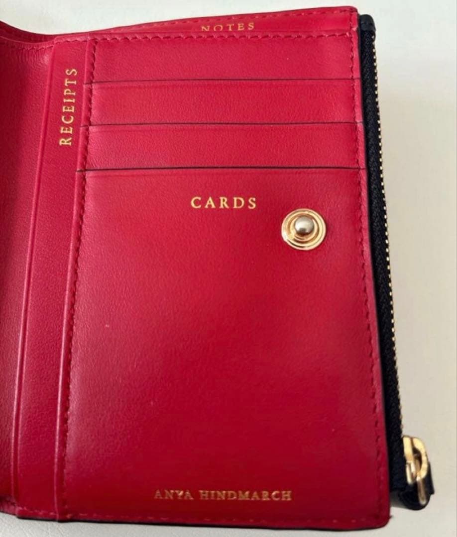 H*e様 ANYA HINDMARCH アニヤハインドマーチ 二つ折り財布 ブラ