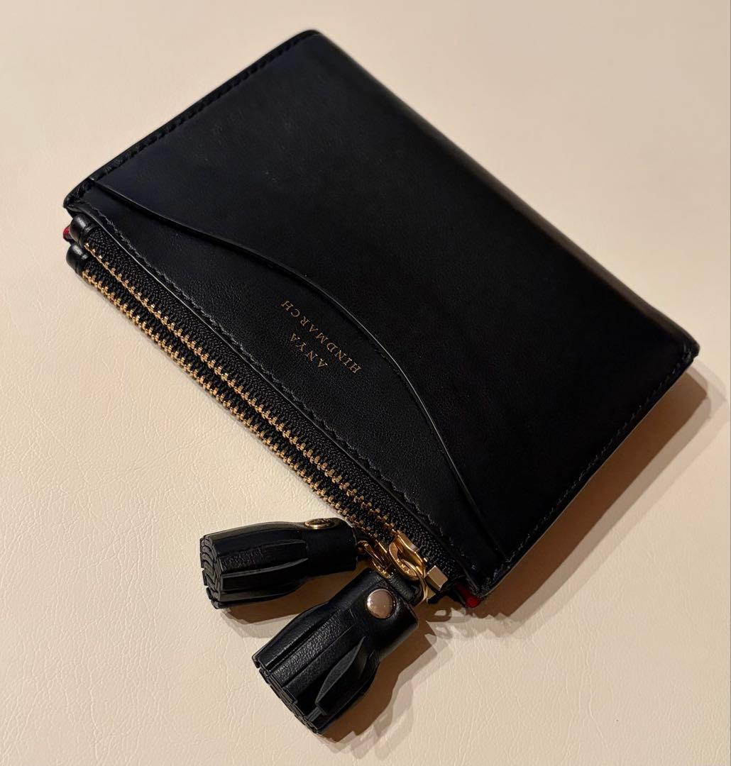 H*e様 ANYA HINDMARCH アニヤハインドマーチ 二つ折り財布 ブラ