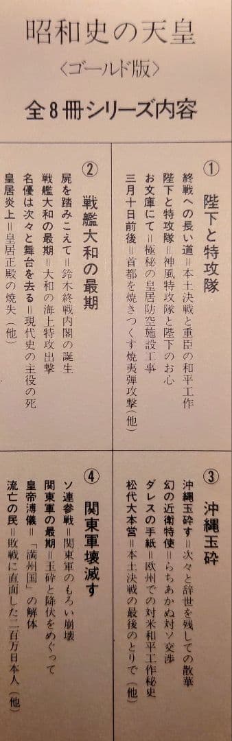 昭和史の天皇　ゴールド版　読売新聞社　全8巻