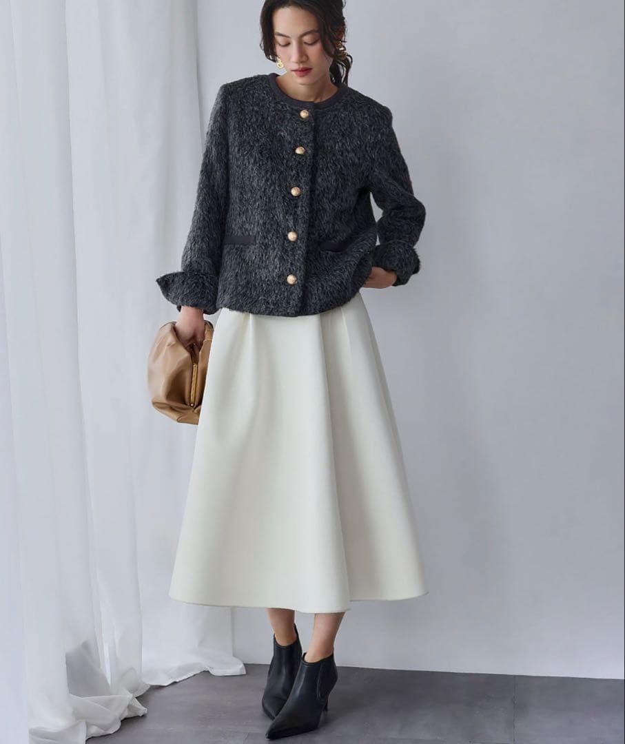 ELFRANK 【2025AW】ボンディング タック フレアスカート