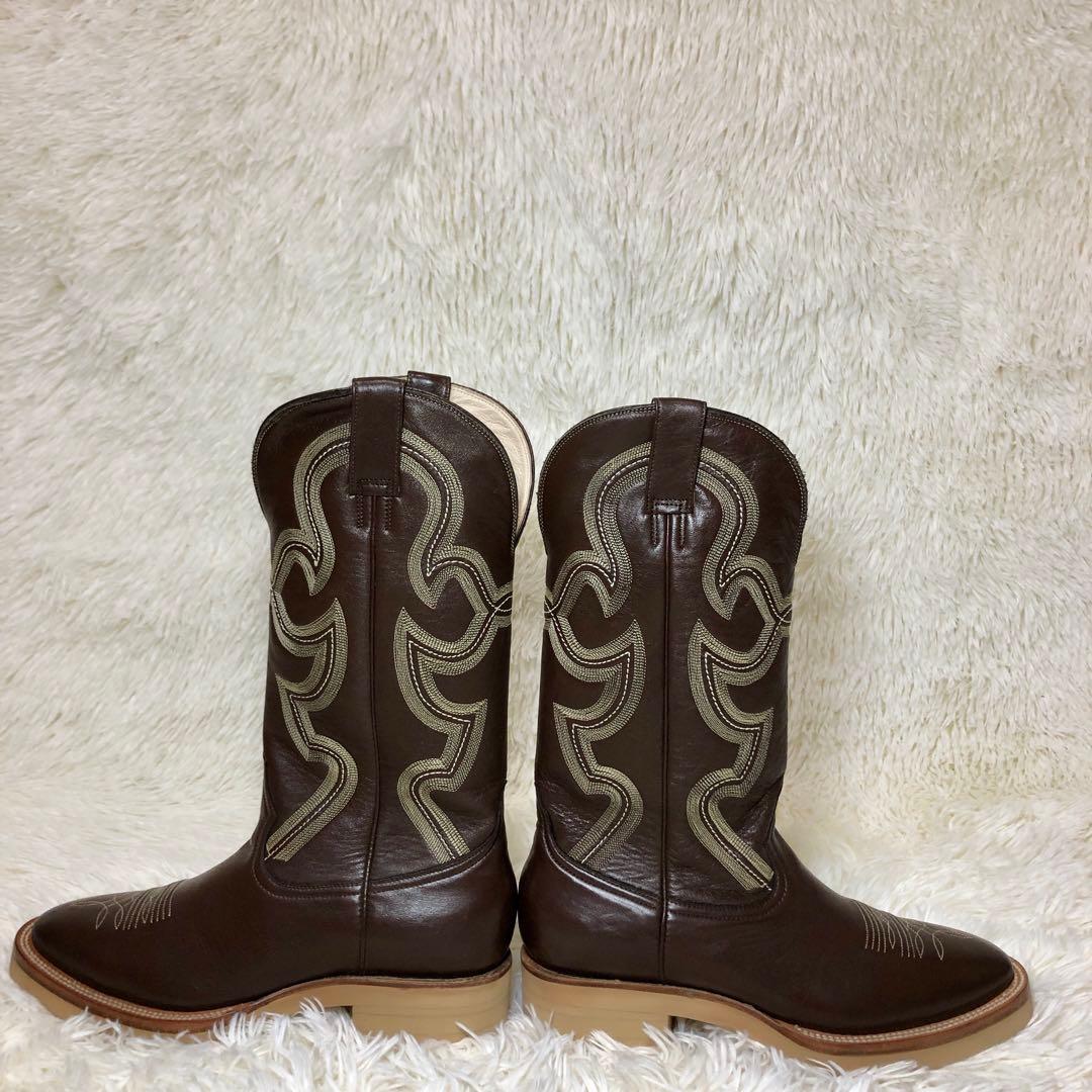 ✨未使用✨DONQUIJOTE ウエスタンブーツ　ダークブラウン　レザー7.5E