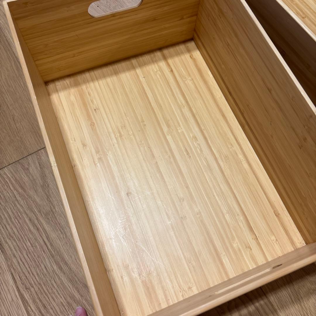 重なる竹材長方形ボックス　中　3個セット