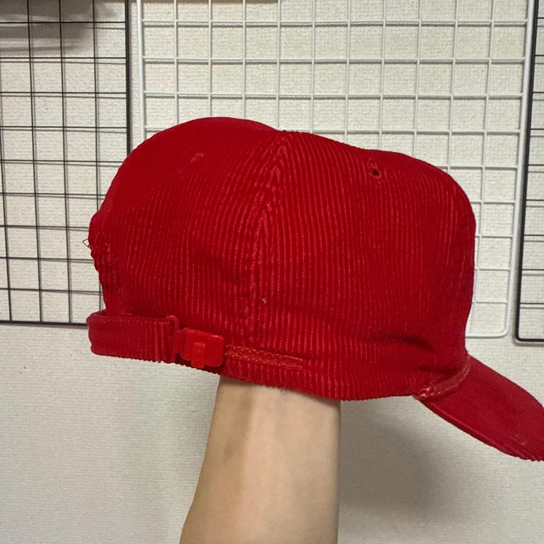 アメカジ 赤 キャップ コーデュロイ