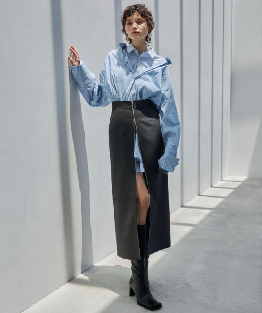 JOSEMOON W ZIP SKIRT/ダブルジップスカート ブラック