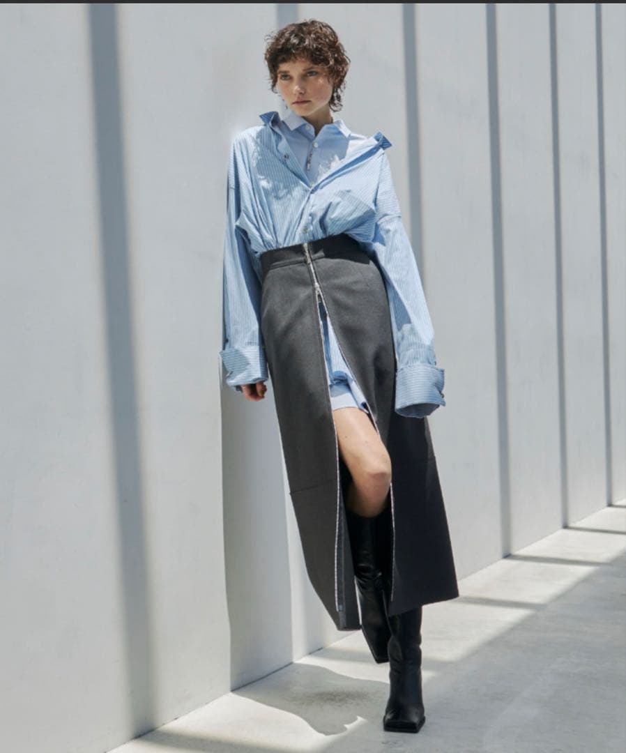 JOSEMOON W ZIP SKIRT/ダブルジップスカート ブラック