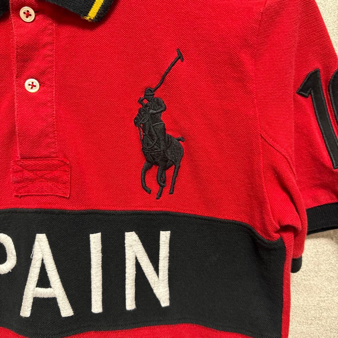 希少！90s ラルフローレン ヴィンテージ ポロシャツ スペインロゴ 国旗 10