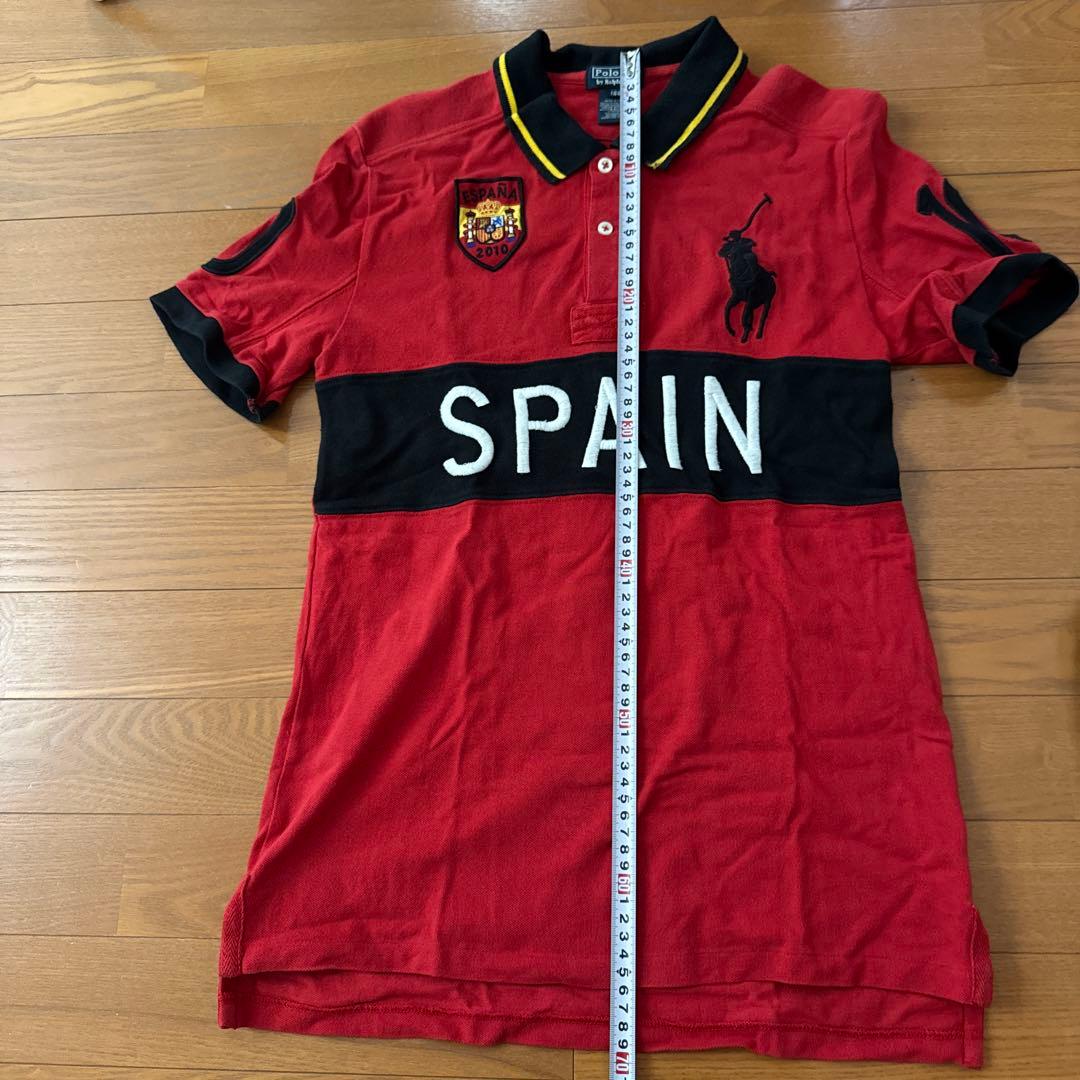 希少！90s ラルフローレン ヴィンテージ ポロシャツ スペインロゴ 国旗 10