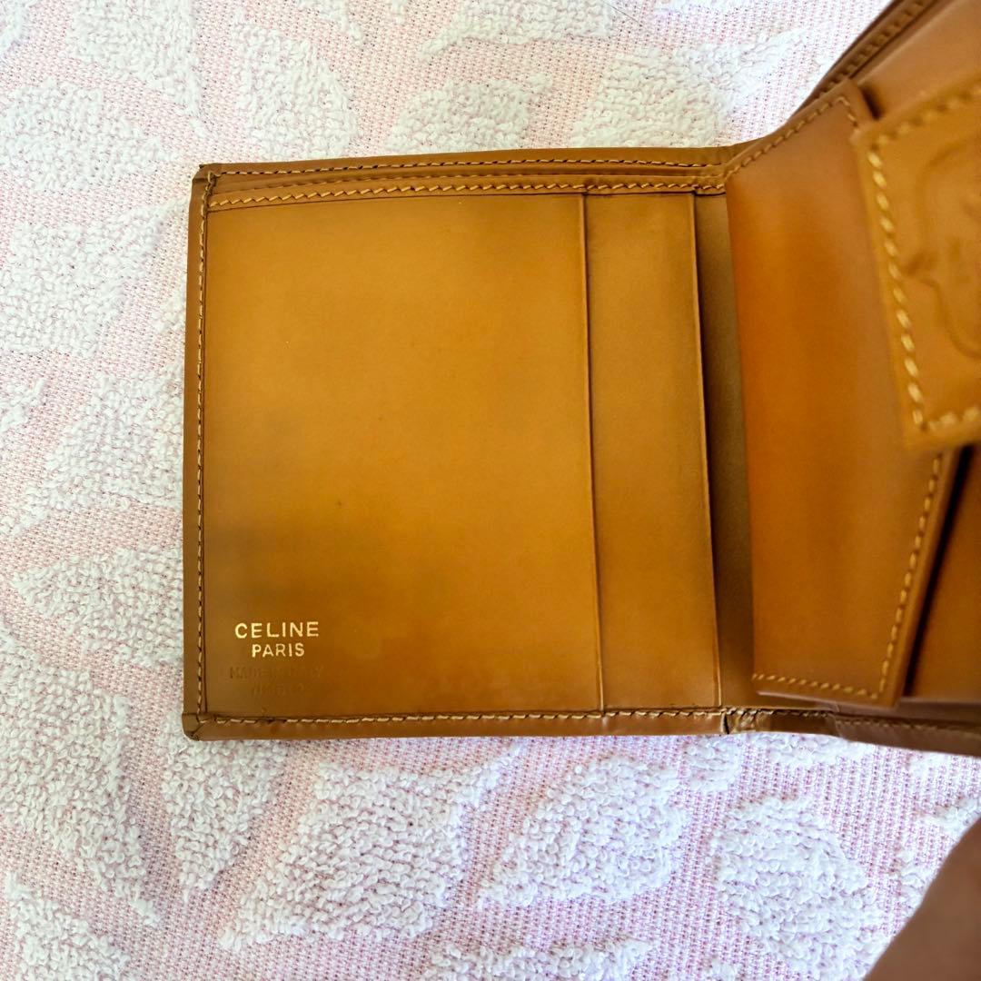 CELINE セリーヌ マカダム柄 二つ折り財布 コンパクトウォレット ブラウン