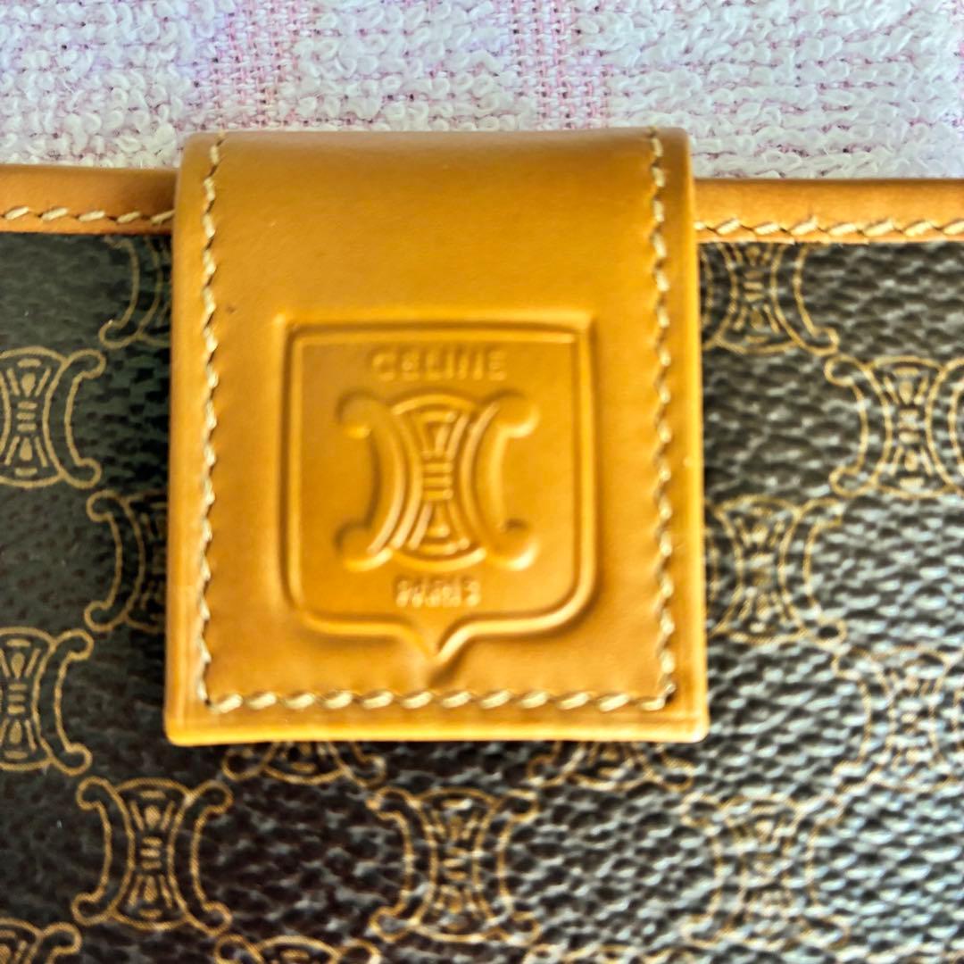 CELINE セリーヌ マカダム柄 二つ折り財布 コンパクトウォレット ブラウン